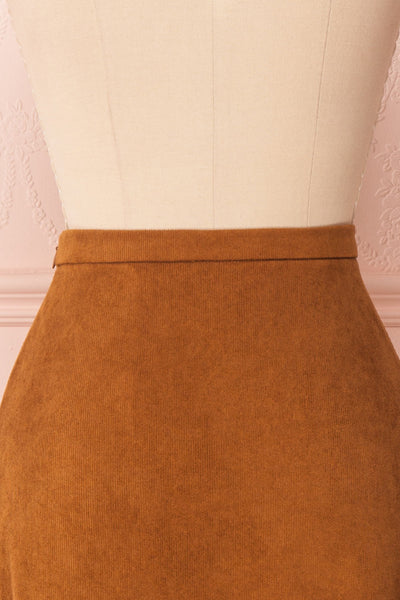 Colditz Brown Corduroy A-Line Midi Skirt | Boutique 1861 back close-up