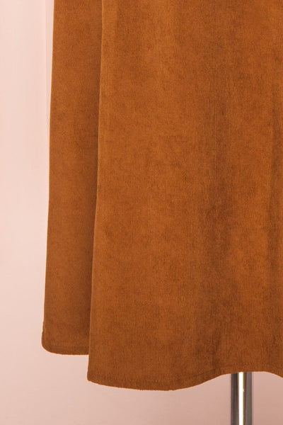 Colditz Brown Corduroy A-Line Midi Skirt | Boutique 1861 bottom close-up