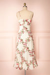 Colombine White Floral Midi Dress w/ Frills | Boutique 1861 back view