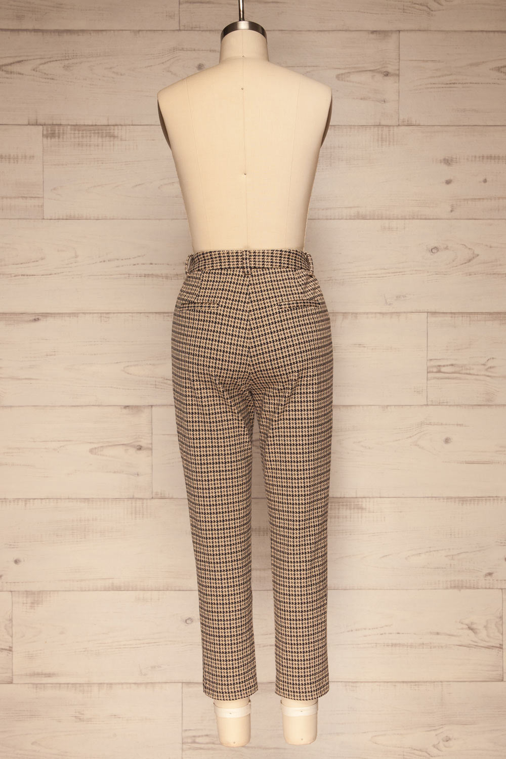 Comiso Beige Houndstooth Tailored Pants | La petite garçonne back view