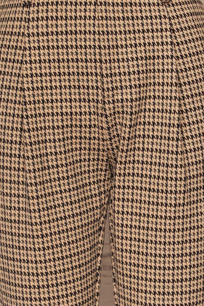 Comiso Beige Houndstooth Tailored Pants | La petite garçonne fabric