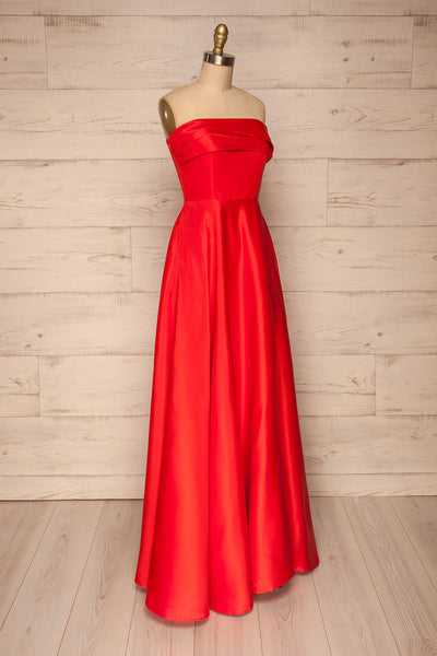 Cormeilles Red Satin Bustier Gown | La petite garçonne side view