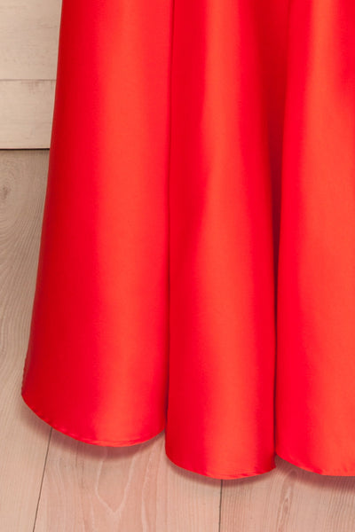 Cormeilles Red Satin Bustier Gown | La petite garçonne bottom close-up