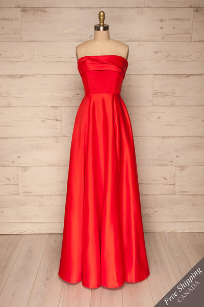 Cormeilles Red Satin Bustier Gown | La petite garçonne front view