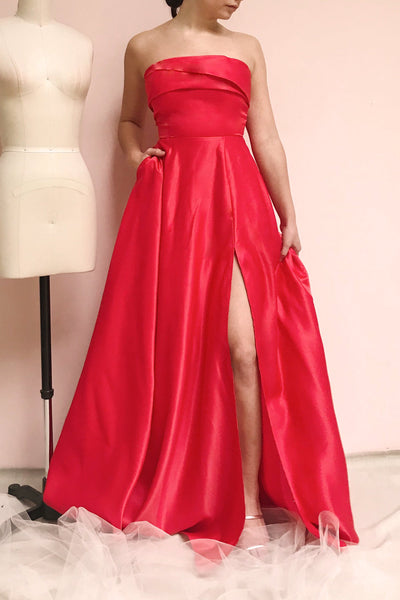 Cormeilles Red Satin Bustier Gown | La petite garçonne model look