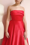 Cormeilles Red Satin Bustier Gown | La petite garçonne model close up