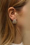 Cormier Or Golden Crystal Clip-On Earrings | Boutique 1861 on model