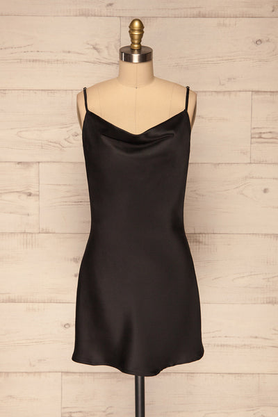 Cosenza Black Slip Dress | Robe Noire | La Petite Garçonne front view