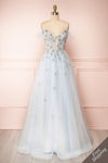 Cosima Blue Voluminous Bustier Maxi Dress | Boutique 1861 front view