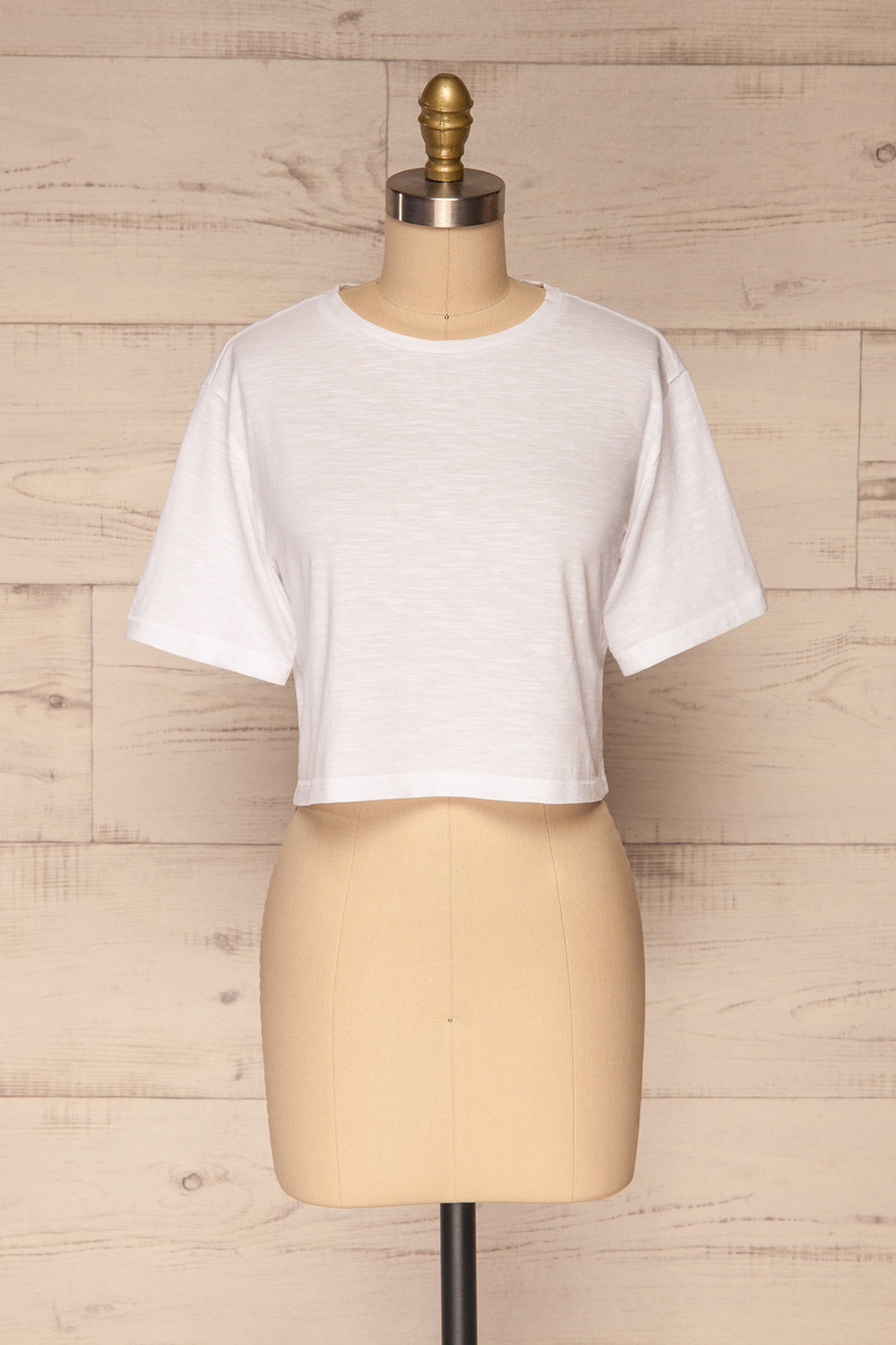 Cottbus White Short Sleeve Crop Top | La petite garçonne front view