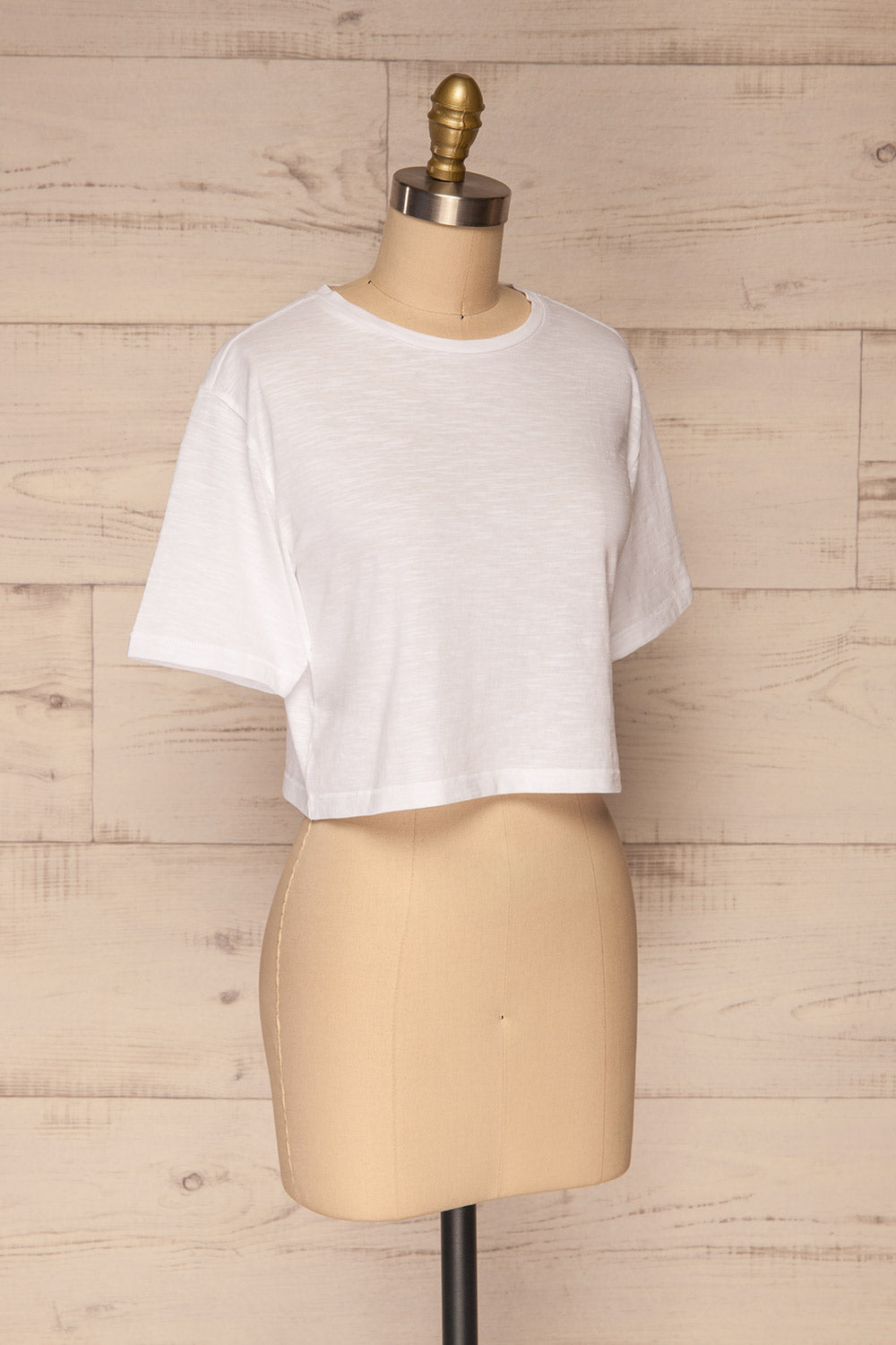 Cottbus White Short Sleeve Crop Top | La petite garçonne side view 