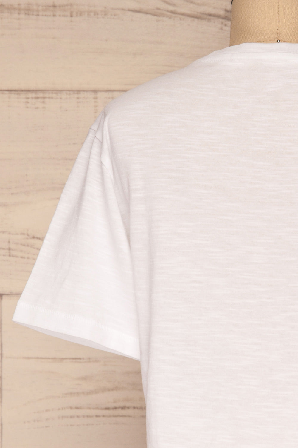 Cottbus White Short Sleeve Crop Top | La petite garçonne back close-up