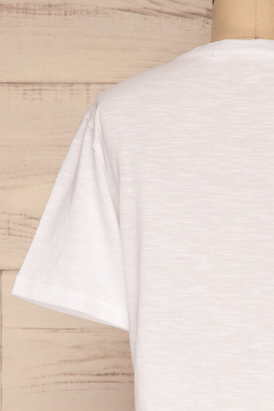 Cottbus White Short Sleeve Crop Top | La petite garçonne back close-up