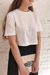 Cottbus White Cropped T-Shirt | La petite garçonne on model