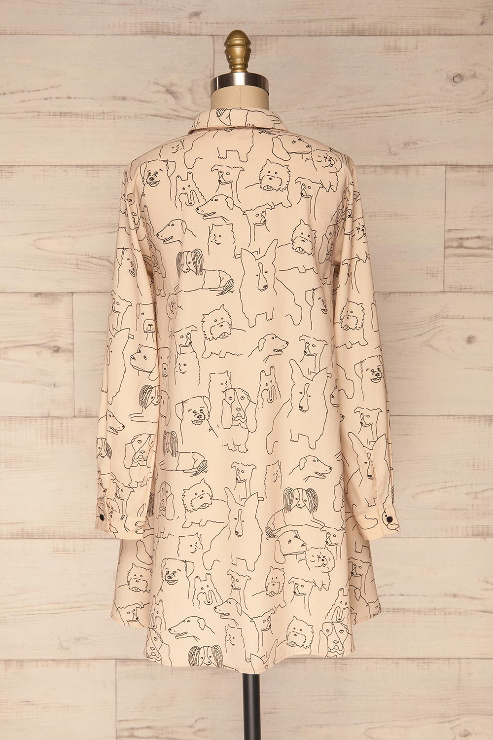 Coventry Beige Dog Pattern Flared Shirt Dress | La Petite Garçonne back view 