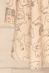 Coventry Beige Dog Pattern Flared Shirt Dress | La Petite Garçonne bottom close-up