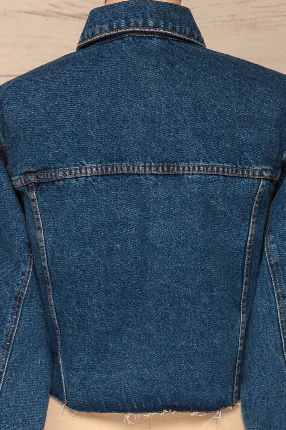 Cransac Crop Jean Jacket | Veston Denim | La Petite Garçonne back close-up