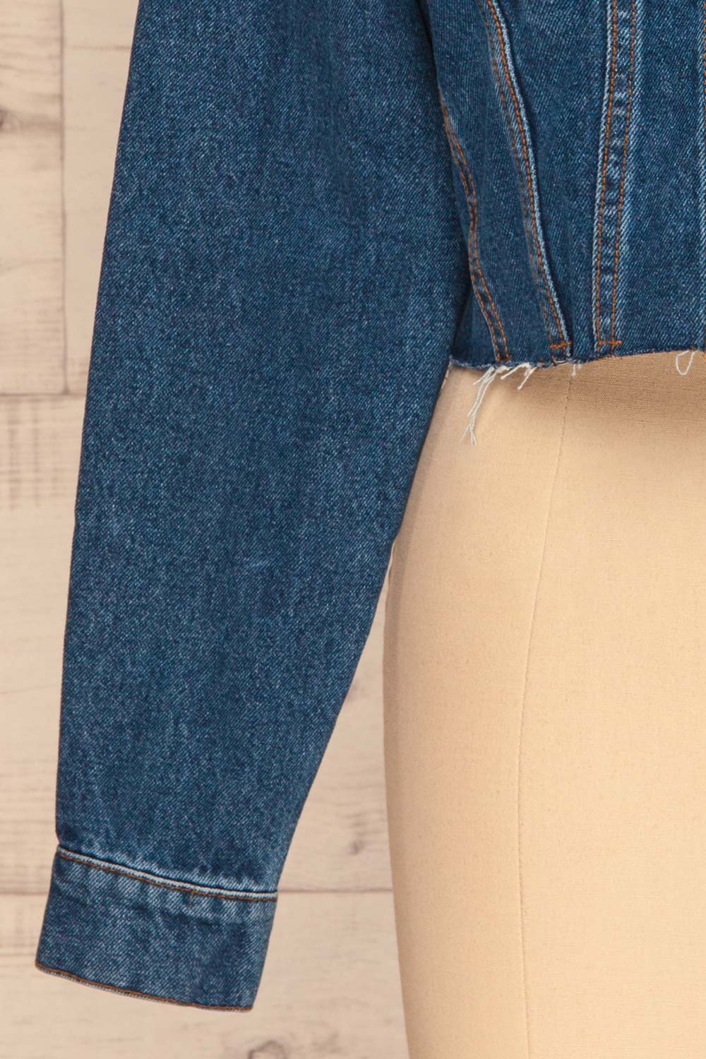 Cransac Crop Jean Jacket | Veston Denim | La Petite Garçonne bottom close-up