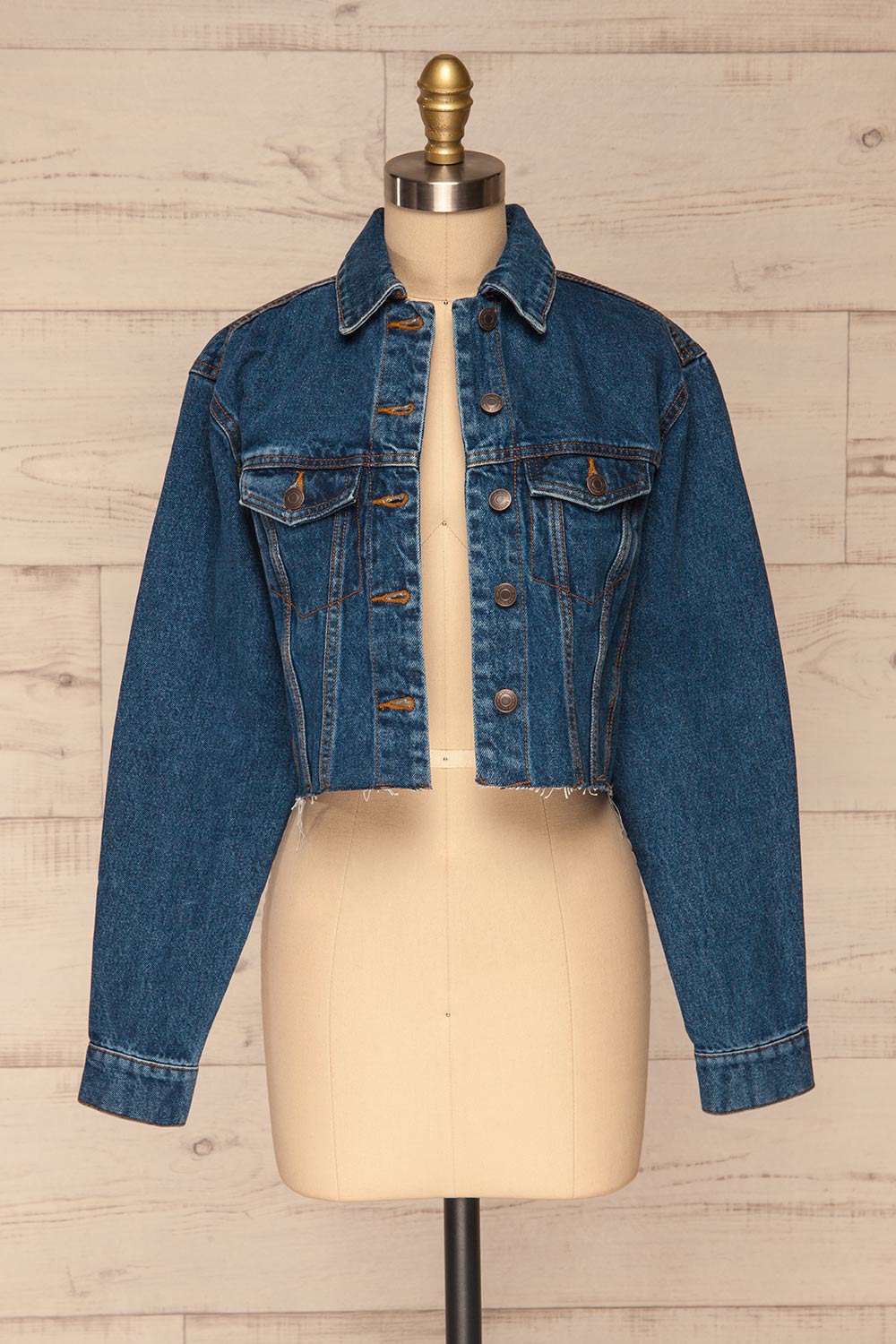 Cransac Crop Jean Jacket | Veston Denim | La Petite Garçonne  front view open 