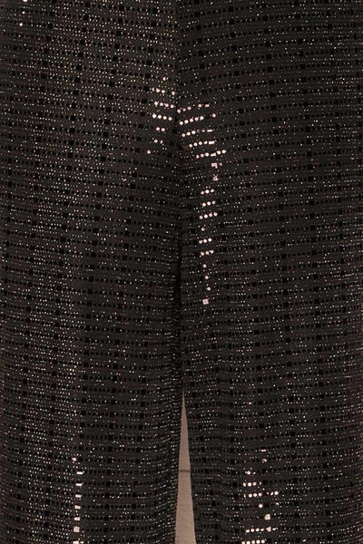 Criostail Black Long Sleeved Sequin Jumpsuit texture detail | La Petite Garçonne