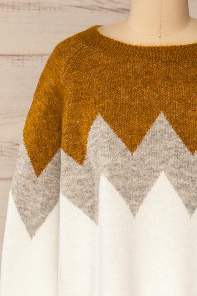 Cugir Mustard | Patterned Knit Sweater front close-up