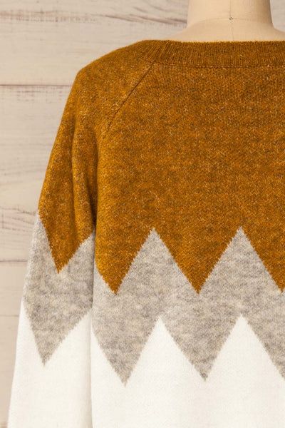 Cugir Mustard | Patterned Knit Sweater back close-up