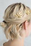 Cybela Gold Hair Combs Set with Leaves | Boudoir 1861 on blond model