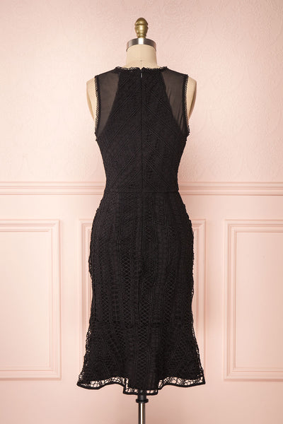 Cybele Black Crochet Midi Cocktail Dress back view | Boutique 1861