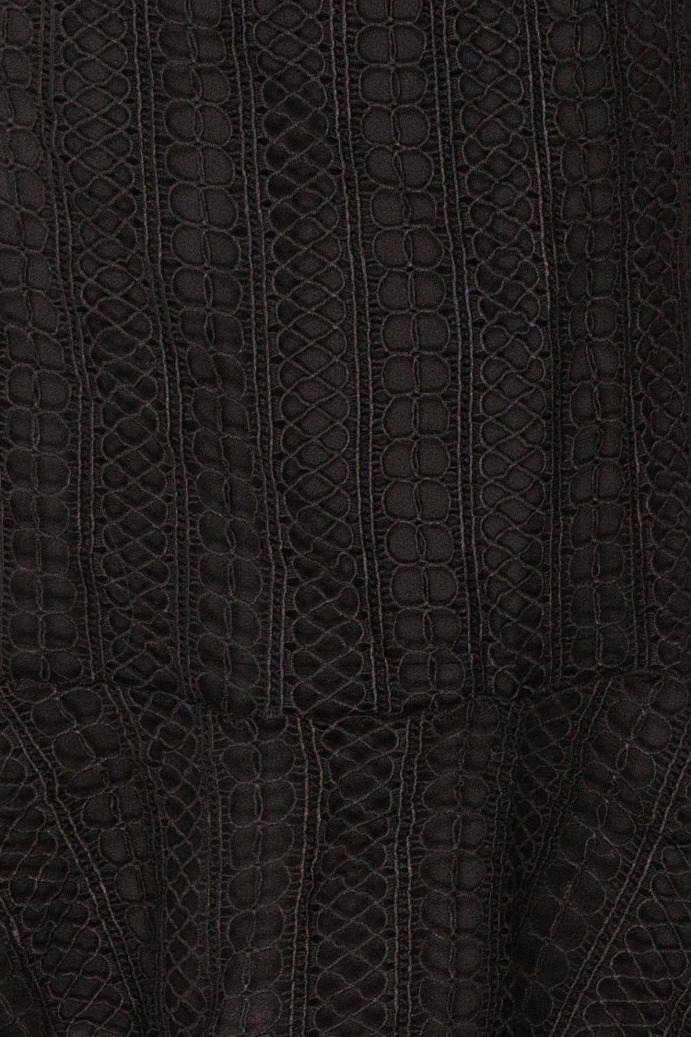 Cybele Black Crochet Midi Cocktail Dress texture close up | Boutique 1861