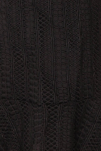 Cybele Black Crochet Midi Cocktail Dress texture close up | Boutique 1861