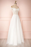 Cybelle White Lace Off-Shoulder A-Line Bridal Dress side view | Boudoir 1861
