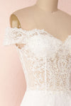 Cybelle White Lace Off-Shoulder A-Line Bridal Dress side close up | Boudoir 1861