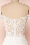 Cybelle White Lace Off-Shoulder A-Line Bridal Dress back close up | Boudoir 1861