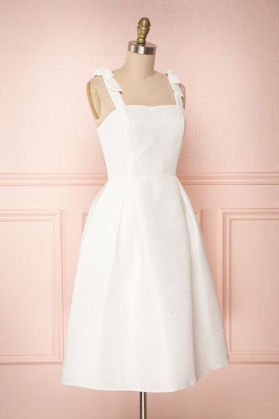 Cybill Ivory Brocade A-Line Cocktail Dress with Bows | Boutique 1861