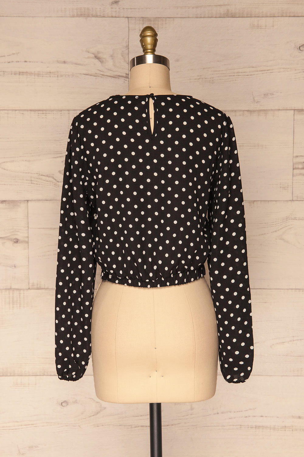 Czersk Noir Black Polkadot Long Sleeved Top | La Petite Garçonne back view 