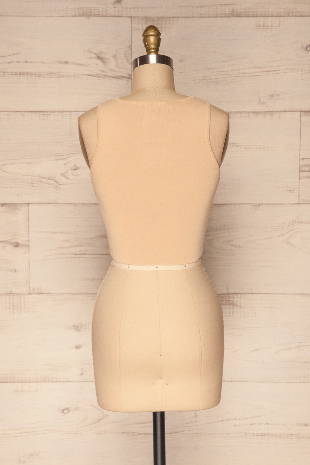 Czluchow Beige Ribbed Knit Cropped Tank Top | La Petite Garçonne back view 