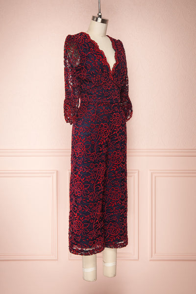 Daaimanti Red & Navy Blue Lace Jumpsuit | Boutique 1861 side view