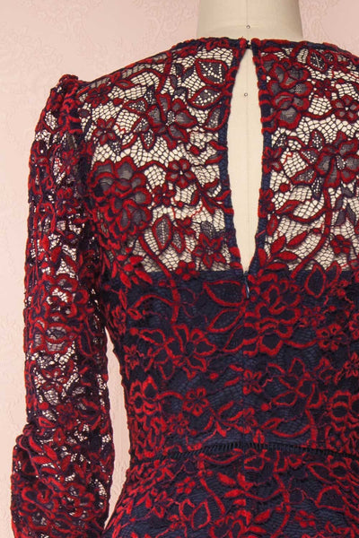 Daaimanti Red & Navy Blue Lace Jumpsuit | Boutique 1861 back close-up