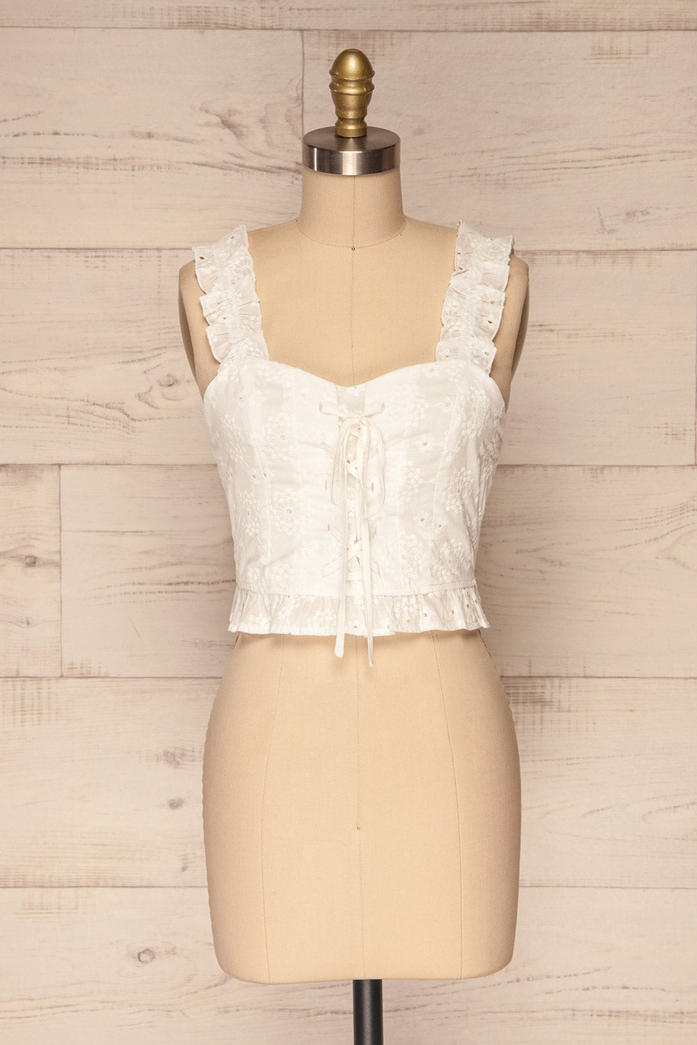 Dabrowa White Floral Lace Crop Camisole | La Petite Garçonne 1