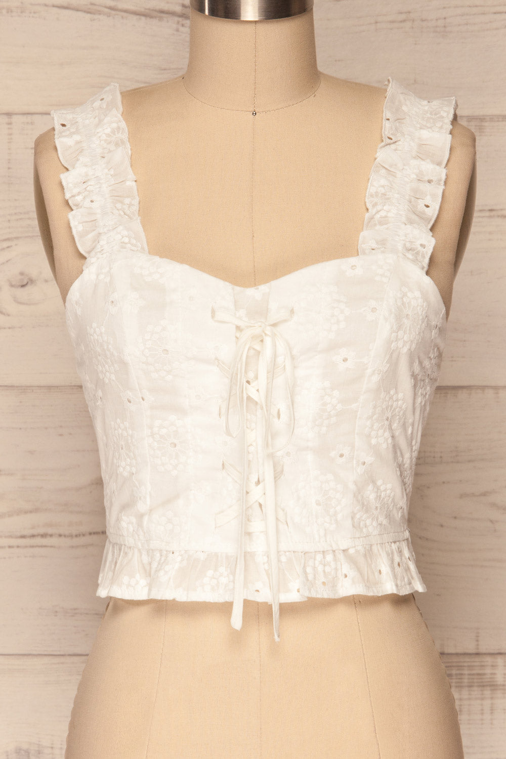 Dabrowa White Floral Lace Crop Camisole | La Petite Garçonne 2