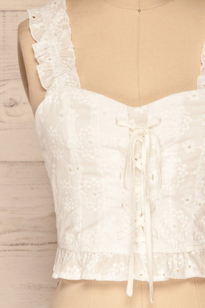 Dabrowa White Floral Lace Crop Camisole | La Petite Garçonne 7