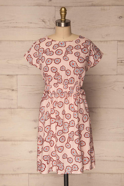 Dafnes Pink Floral Short A-Line Dress | La Petite Garçonne