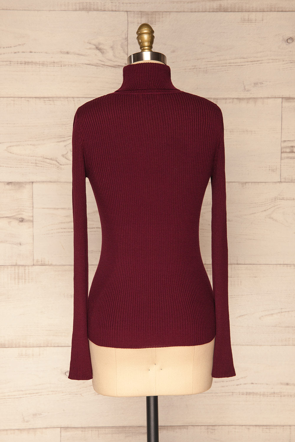 Dagsvik Burgundy Ribbed Turtleneck Top back view | La Petite Garçonne