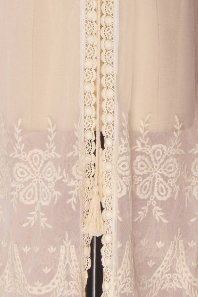 Daiva Day Cream Lace & Mesh Floral Maxi Kimono | Boutique 1861 8