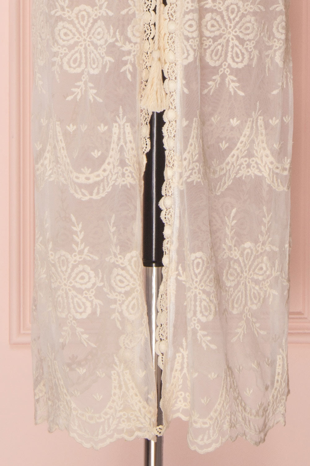 Daiva Day Cream Lace & Mesh Floral Maxi Kimono | Boutique 1861 7