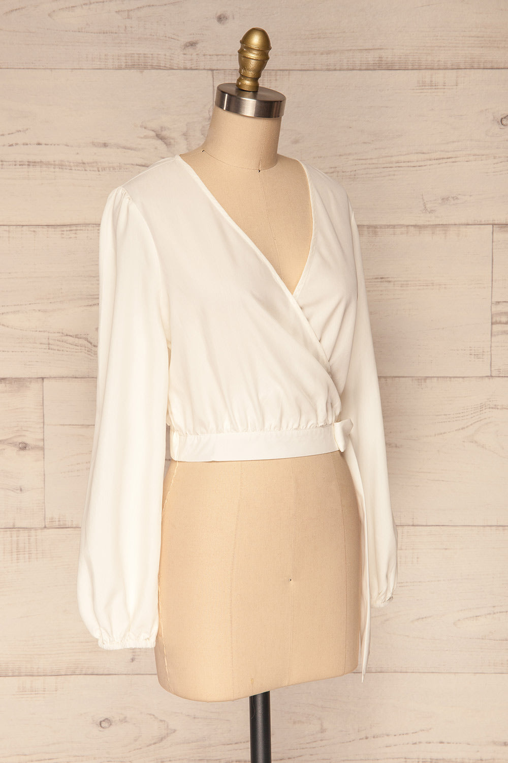 Dakovo White Long Sleeved Wrap Top | La Petite Garçonne side view 