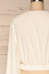 Dakovo White Long Sleeved Wrap Top | La Petite Garçonne back close-up