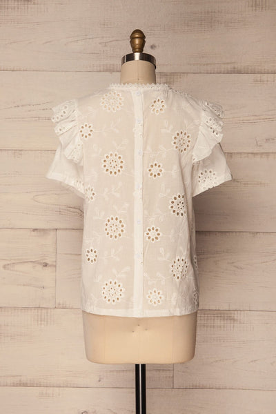 Dalsoyra White Embroidered Lace & Flowers Top | La Petite Garçonne 5