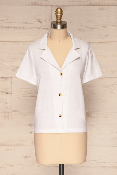 Damsgaard Cloud White Short Sleeved Shirt | La Petite Garçonne 1