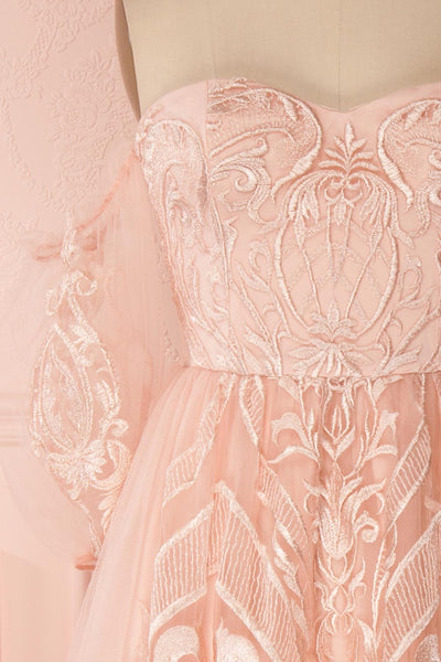 Damya Blush Embroidered Net Tulle Bustier Dress | Boutique 1861